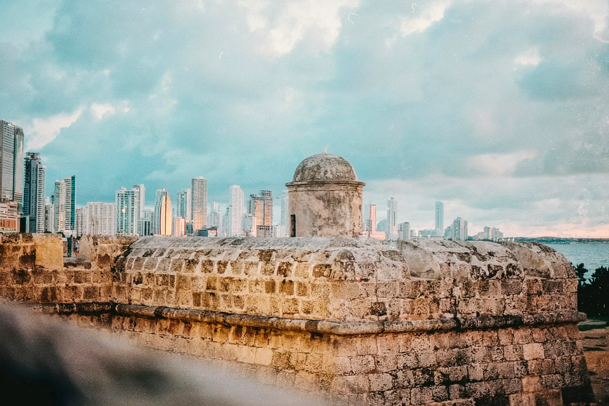 A view of Cartagena's walled city from atop its historic walls